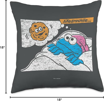 Sesame Street Cookie Monster Meanwhile Throw Pillow, 18x18, Multicolor