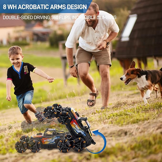 RC Stunt Car Remote Control Monster Truck - 360° Drift Car with Gesture Sensing, 45°Hill Climbing, Cool LED Lights & Music Effects - Top RC Cars Gift for Boys 8-12