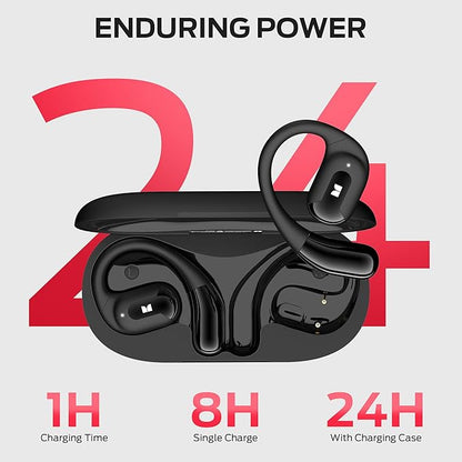 Monster Open Ear AC317 Headphones, Wireless Earbuds with Stereo Sound, 24H Playback, Bluetooth 5.4, Crystal Clear Calls, Type-C Charging, Touch Control, Sweat Resistant Open Ear Earbuds for Sports