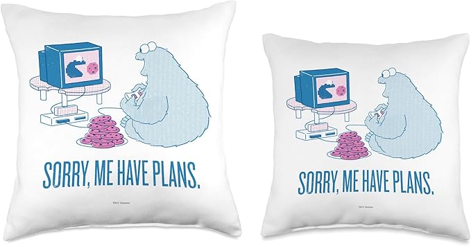 Sesame Street Cookie Monster Sorry, Me Have Plans Throw Pillow, 18x18, Multicolor