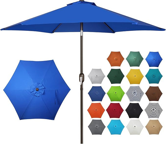 Blissun 7.5 ft Patio Umbrella, Yard Umbrella, Outdoor Market Umbrella with Push Button Tilt Crank, Royal Blue