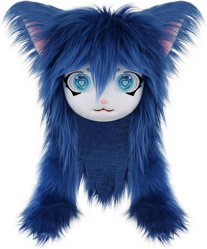 JUNBOON Furry Animal Headgear Beast Full Head Mask Headwear Doll Cosplay Costume Halloween Fursuit