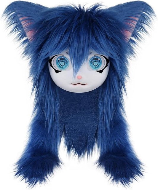 JUNBOON Furry Animal Headgear Beast Full Head Mask Headwear Doll Cosplay Costume Halloween Fursuit