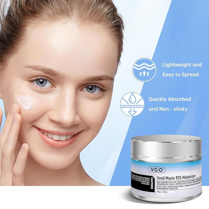 VGO 3 Pack 92% Snail Mucin Moisturizer, Anti Aging, Skin Repair & Hydrating Face Cream with Ceramide & Vitamin E