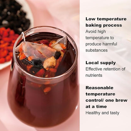 Ginseng Five Treasures Tea - Kidney Tea Wubao Tea, Kidney Cleanse Tea Ginseng Six Treasures Tea, Ginseng Red Date Natural Chinese Herbal Tea Bags for Men Women(250g/10g x25pcs)