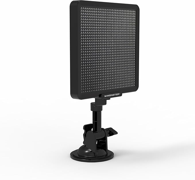 Monster Smart Pixel Display Screen for Cars, App Controlled Custom LED Text Pattern & Animation Screen, Sound Reactive, USB Powered, 6x6 in, 32x32 Pixels, Full Color Mobile Advertising & Ride Sharing