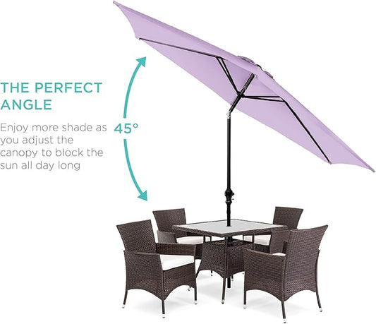 Best Choice Products 10ft Outdoor Steel Polyester Market Patio Umbrella w/ Crank, Easy Push Button, Tilt, Table Compatible - Lavender