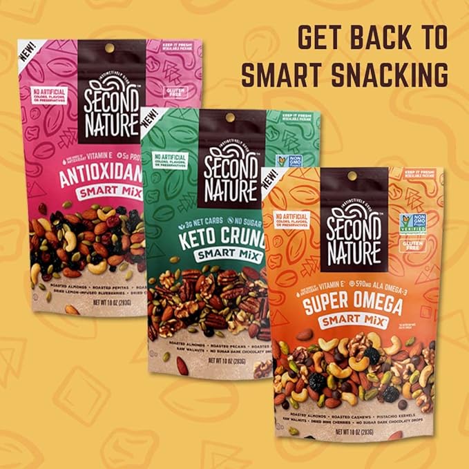 Second Nature Antioxidant+ Smart Mix, Good Source of Antioxidant Vitamin E, No Artificial Colors, Flavors or Preservatives, Low Sodium, Kosher, Gluten Free, 10 Ounce (Pack of 6)