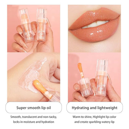 Hydrating Lip Glow Oil for Women, Color Changed Lip Plumper Gloss Moisturizing Nourishing Black Big Brush Head Lip Oil Smooth Lip Liner Stain for Lip Makeup Care and Dry Lips (black, 1 pcs)