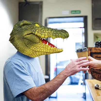 Halloween Alligator Mask Novelty Latex Animal Full Head Mask Party Cosplay Mask Crocodile Costume Props for Adult Carnival Party