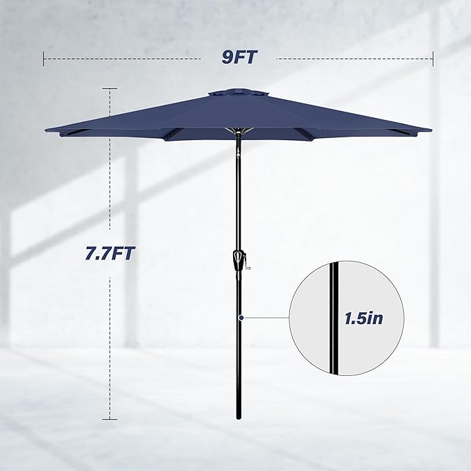 Simple Deluxe 9' Patio Umbrella Outdoor Table Market Yard Umbrella with Push Button Tilt/Crank