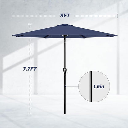 Simple Deluxe 9' Patio Umbrella Outdoor Table Market Yard Umbrella with Push Button Tilt/Crank