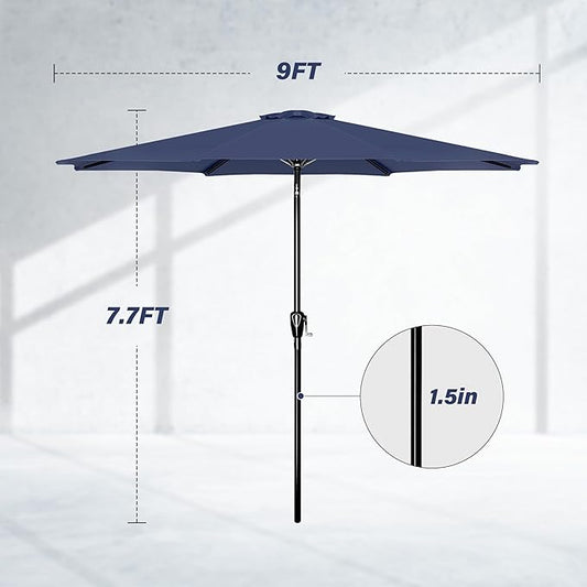 Simple Deluxe 9' Patio Umbrella Outdoor Table Market Yard Umbrella with Push Button Tilt/Crank