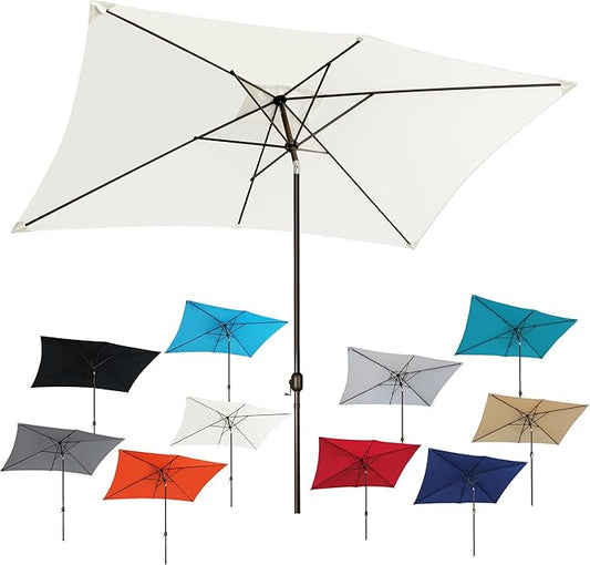 Blissun Rectangular Patio Umbrella, Table Market Umbrella with Tilt and Crank, Outdoor Umbrella for Garden, Deck, Backyard, Pool and Beach