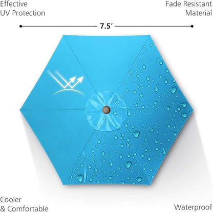 7.5Ft/9Ft Patio Umbrella, UV Protect Pool Umbrella with Heavy Duty Pole,Outdoor Umbrella with Push Botton Tilt & Crank