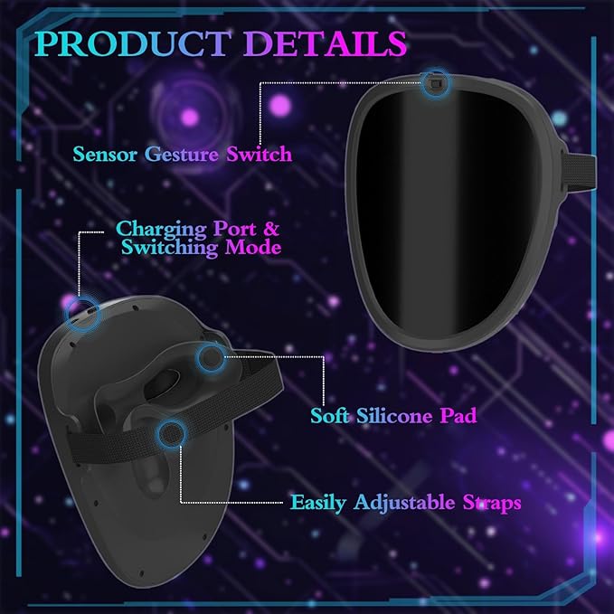 LED Mask with Gesture Sensing, Cool Light Up Transforming Face Mask for Halloween Xmas Cosplay