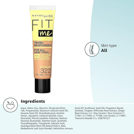 Maybelline Fit Me Tinted Moisturizer, Natural Coverage, Face 1 Count