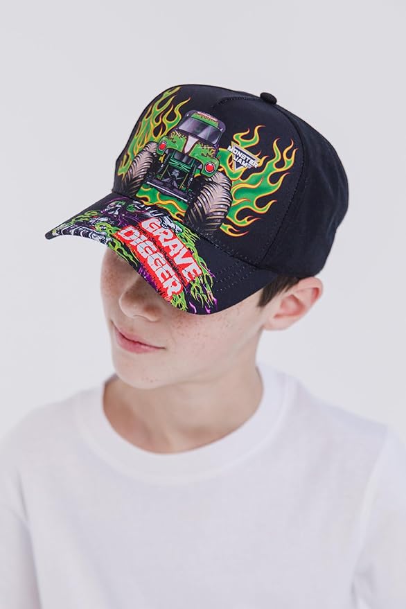 Monster Jam Grave Digger One Size Adjustable Snapback Baseball Cap Hat Grave Digger Black OS Youth