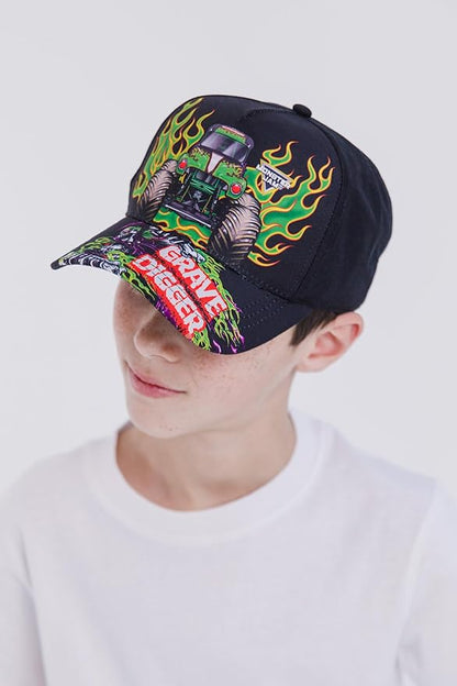 Monster Jam Grave Digger One Size Adjustable Snapback Baseball Cap Hat Grave Digger Black OS Youth