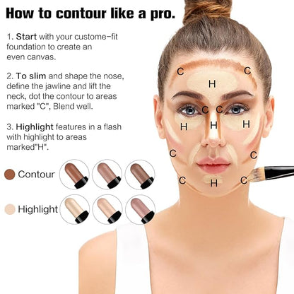 Contour Stick, 4Pcs Dual-Ended Highlighter Makeup Pen & A+Set B)