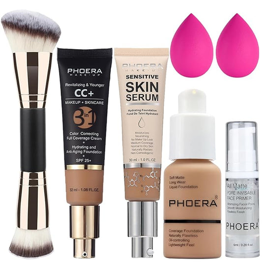 PHOERA Foundation, PHOERA Contour Palette,Shades with Highlighter & 160CC