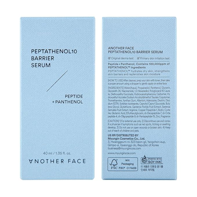 ANOTHER FACE PEPTATHENOL10™ Barrier Serum, Glowing & Firming for Anti Aging, Skin Barrier Repairing, Soothing & Calming Sensitive Skin, Hydrating for Dry Skin, Vegan, Korean Skin Care, 1.35 Fl. Oz
