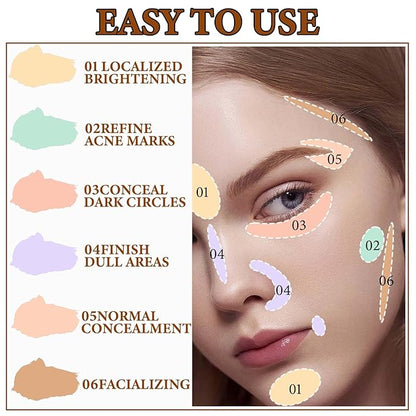 6 Colors Correcting Concealer Contour Palette,Concealer Cream Contour