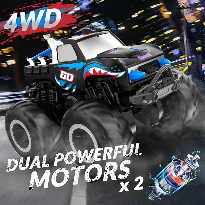 STEMTRON Amphibious Remote Control Car 2.4 1:20 GHz All Terrain Off-Road RC Car Pool Toys Remote Control Boat Gifts for Kids Boys Blue