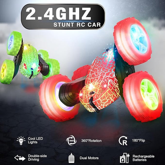 Remote Control Car, RC Cars Toys, 2.4GHz 4WD Fast RC Car Kids Toys Double Sided 360° Rotating Monster Truck Toys for Girls RC Truck Toy Cars for Boys
