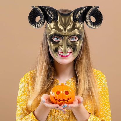 Ox Horn Mask Horns Masquerade Mask Animal Half Face Mask for Festival Party Halloween Costume Cosplay