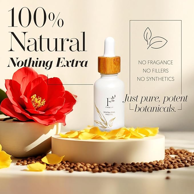 Hydrating Face Oil & Under-Eye for Women & Men – Organic Tsubaki, Calendula, Vitamin E Jojoba Oil & Rice Bran for Glowy Skin, Even Skin Tone & Dark Spots – Anti Aging Serum by Finally
