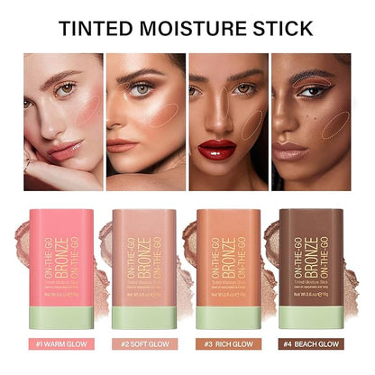 Cream Bronzer Stick,Contour Stick Facial Contouring Stick,Long Lasting Highlighter Waterproof Highlight Makeup,Buildable Shimmer Sparkle Face Bronzer Face Shaping,02 Soft Glow
