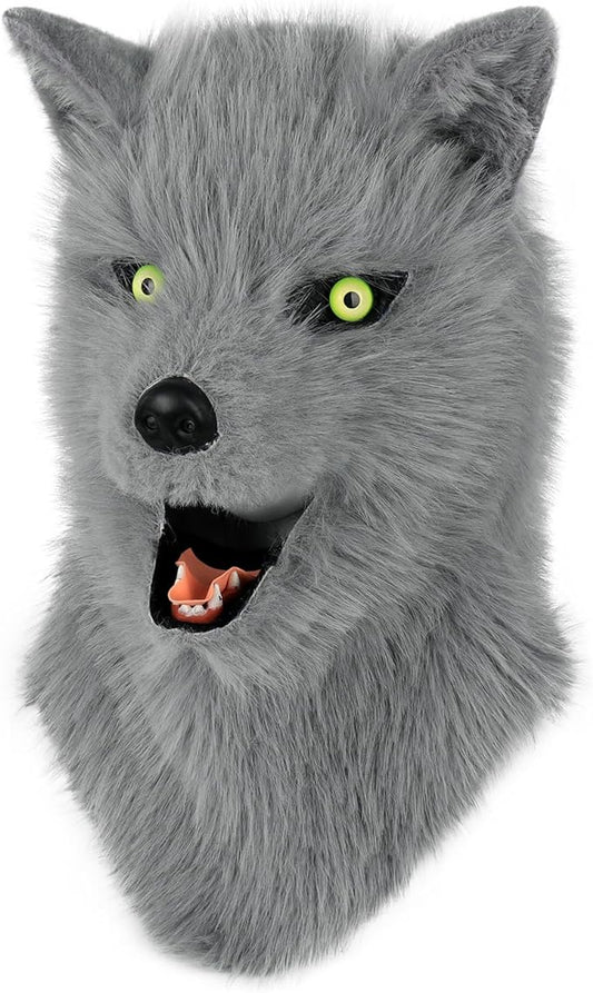 HAOAN Furry Dog Mask Animal Wolf Full Head for Halloween Fancy Dress Party Cosplay Costume Women Men