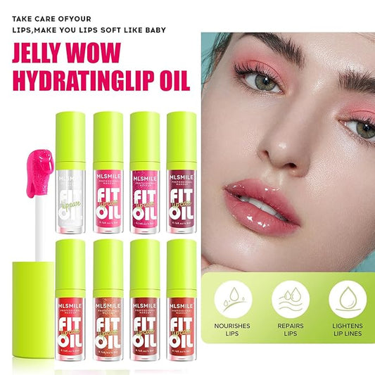 4 Colors Fat Oil Lip Gloss, Lip Oil Lip Glaze Hydrating Lip Glow Oil Big Brush Head Moisturizing Lip Gloss, Shiny Transparent Tinted Plumping Lip Oil Long Lasting Nourishing Non-sticky (08#)
