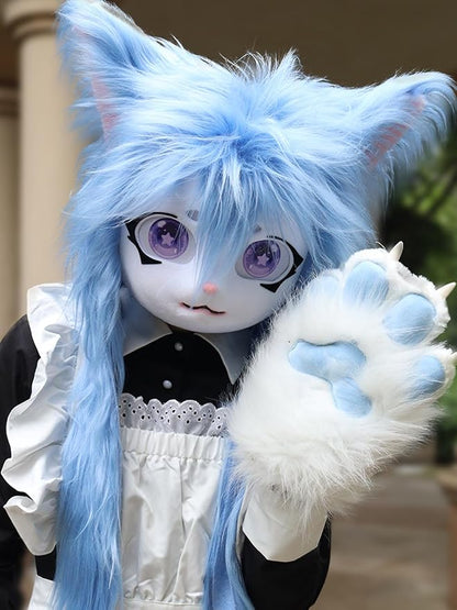 JUNBOON Furry Animal Headgear Beast Full Head Mask Headwear Doll Cosplay Costume Halloween Fursuit