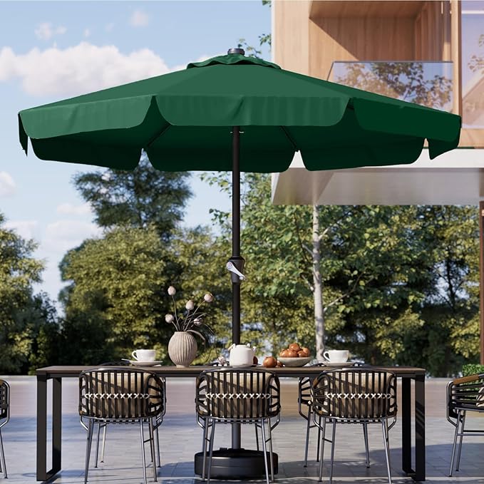 11FT Patio Umbrella Table Market Umbrella w/Crank Outdoor Umbrellas for Garden, Deck, Backyard, Pool and Beach, Dark Green