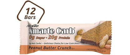 NuGo Smarte Carb Chocolate Black Cherry 18g Protein 12 Count and Peanut Butter Crunch 20g Protein 12 Count Bundle