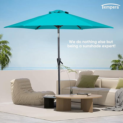 Tempera Patio Market Outdoor Table Umbrella with Push Button Tilt and Crank,Large Sun Umbrella with Sturdy Pole&Fade resistant canopy,Easy to set