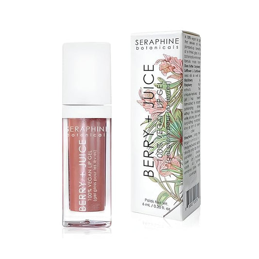 Seraphine Botanicals Berry + Juice - 100% Vegan Lip Gel Tinted Gloss 0.20 fl oz (Rose Currant)