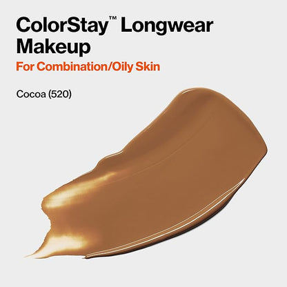 Revlon Liquid Foundation, ColorStay Face Makeup for Combination Cocoa (520), 1.0 oz