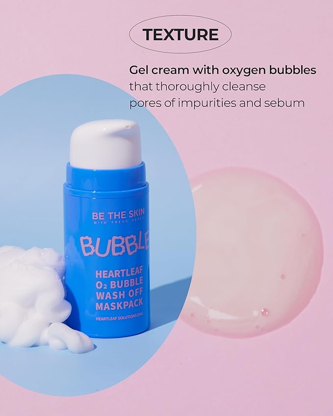 Heartleaf O2 Bubble Wash-Off Mask Pack - Gentle Pore Detoxifying for Sebum Control with 50,000ppm of Heartleaf Extract - Soothing & Radiance Korean Skincare, 1.69oz.