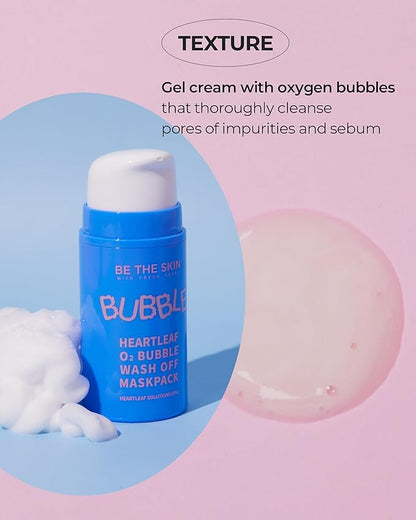 Heartleaf O2 Bubble Wash-Off Mask Pack - Gentle Pore Detoxifying for Sebum Control with 50,000ppm of Heartleaf Extract - Soothing & Radiance Korean Skincare, 1.69oz.