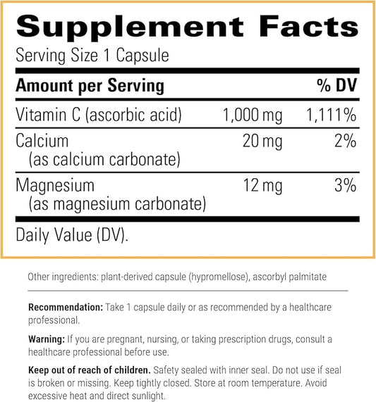 Integrative Therapeutics Buffered Vitamin C Capsules 1,000 mg - Immune Support Supplement* - Antioxidant Support* - Gentle Formula - Gluten Free - 60 Vegan Capsules