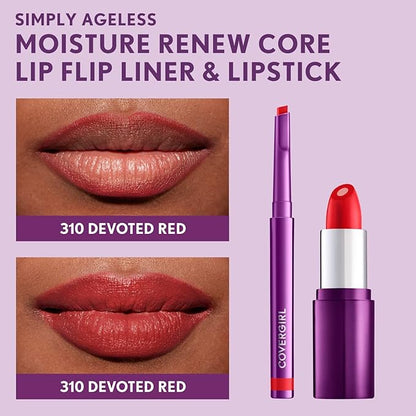 COVERGIRL Simply Ageless Lip Flip Liner, Devoted Red, Pack of 4