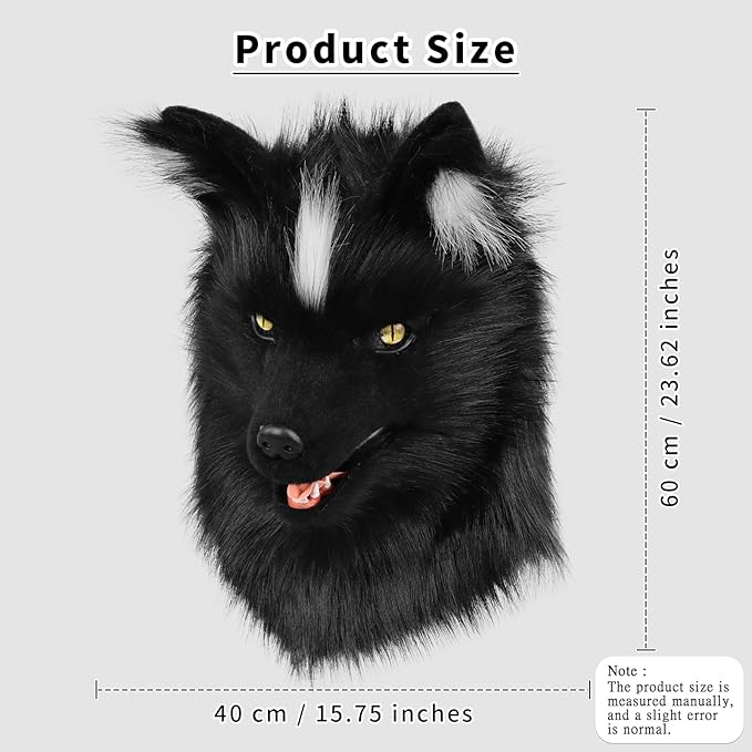 HAOAN Furry Dog Mask Animal Wolf Full Head for Halloween Fancy Dress Party Cosplay Costume Women Men