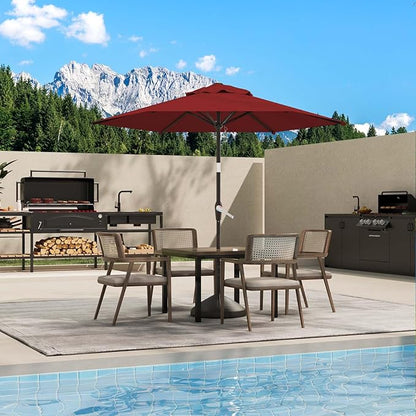 7.5FT Patio Umbrella Table Market Umbrella w/Tilt and Crank Heavy-Duty Round Outdoor Umbrellas for Garden, Deck, Backyard, Pool and Beach, Burgundy