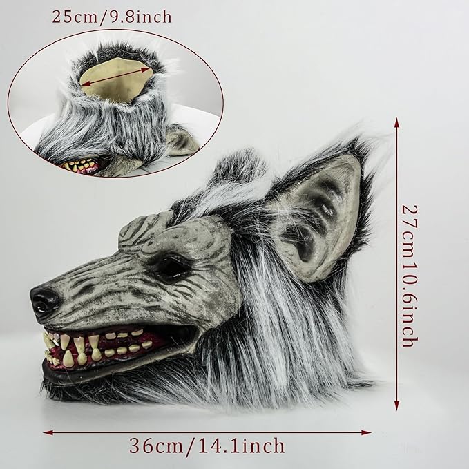 Halloween Horror Wolf Mask, Party Cosplay Costume Werewolf Mask, Scary Wolf Head Mask for Halloween Costumes