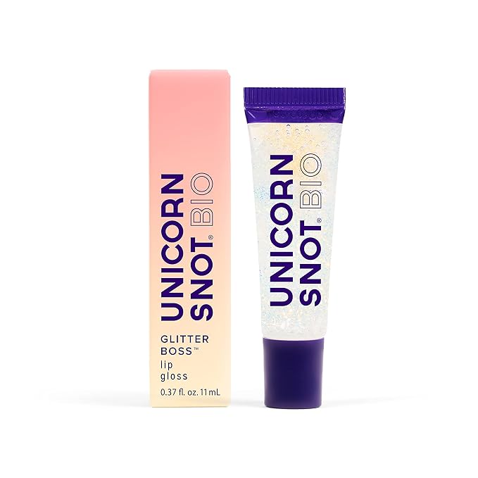 UNICORN SNOT Glitter Lip Gloss - Sparkly Lip Shine - Stocking Stuffers for Women, Gifts for Teen Girls - Vegan & Cruelty-Free Non-Sticky Formula Gloss Glitter Makeup - Opalescent Rose Gold (Nova)