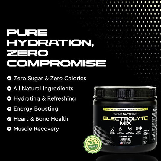 Electrolytes Powder No Sugar- Zero Calorie Hydration Powder | Sugar Free Electrolytes for Fasting, Keto & Vegan | Natural Ingredients Electrolyte Mix for Energy Boost, 60 Servings