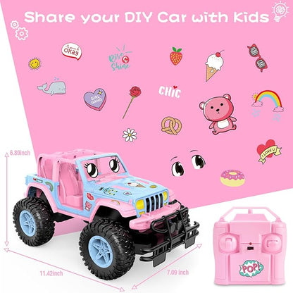 NQD Remote Control Car for Kids 1:16 Scale 80 Min Play 2.4Ghz Off Road RC Trucks with Stickers Toy Car Gift for Girls 3 4 5 6 Year Old